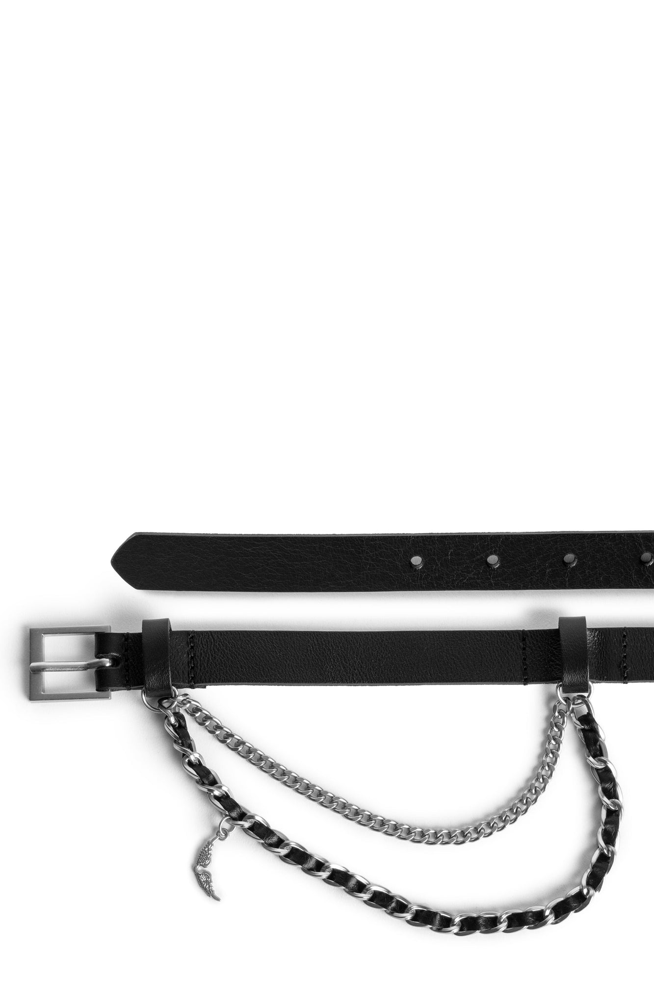 Rock Chain Belt Leather  | Black Silver