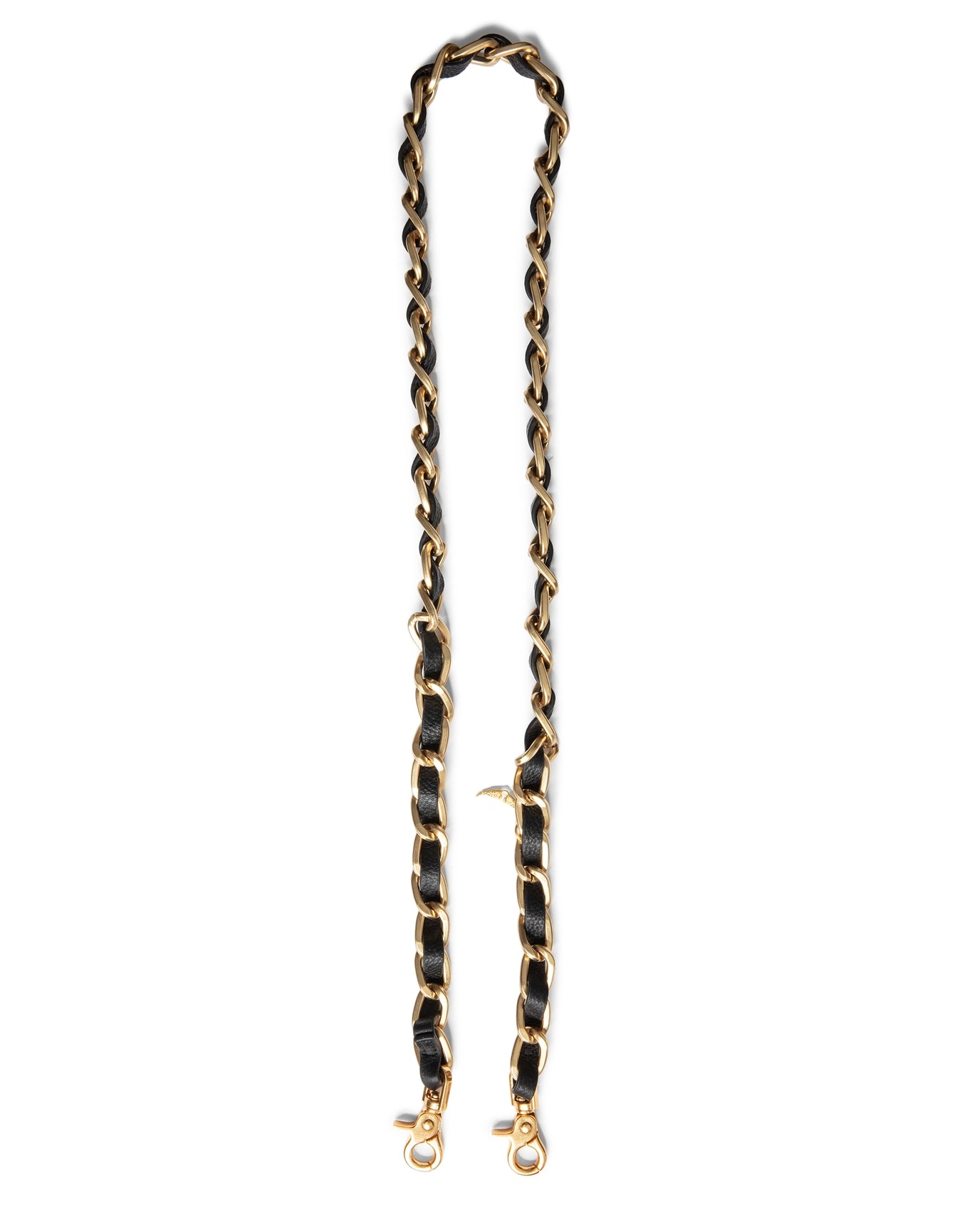 Women | Strap Chain + Grained Leather | Noir Gold