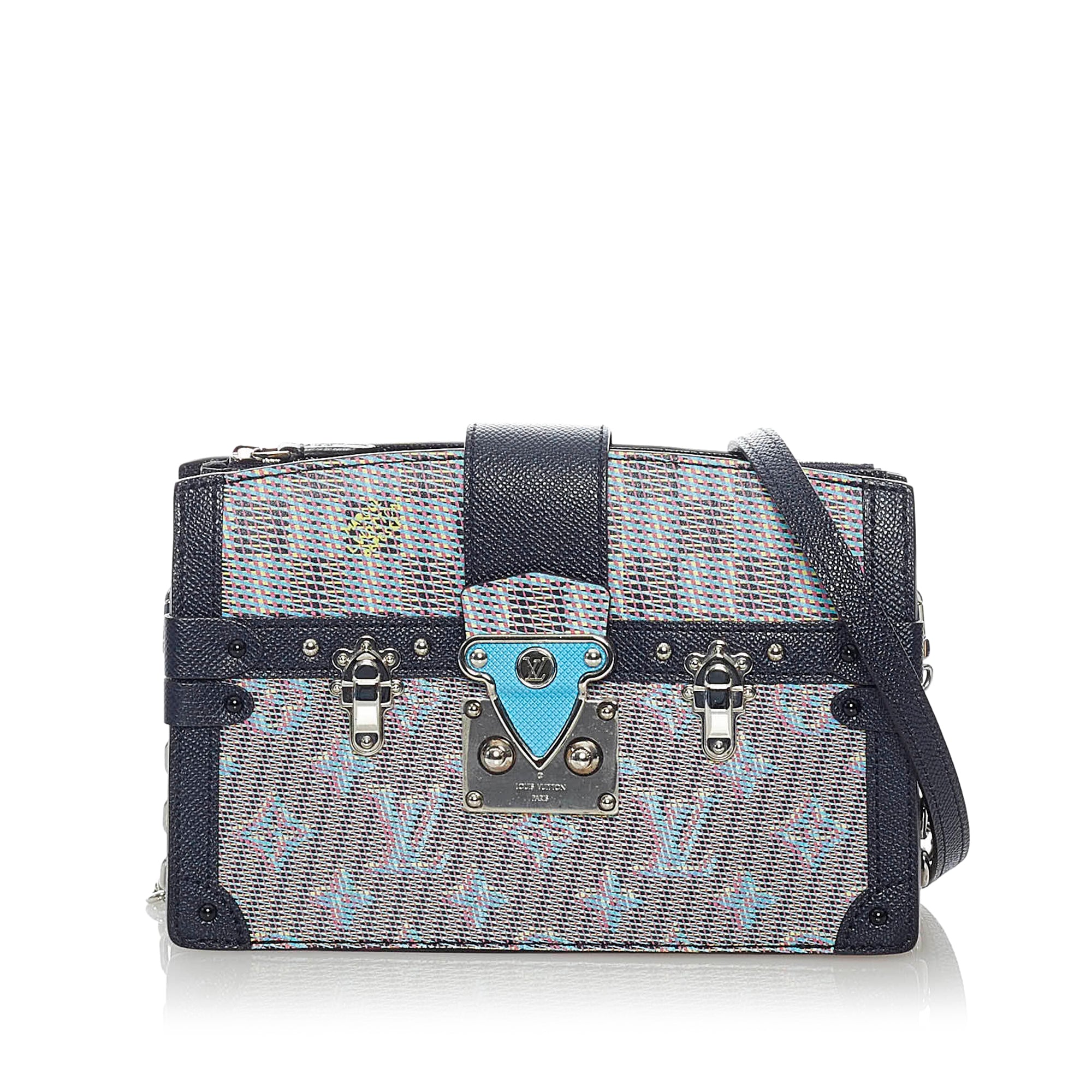 Louis Vuitton Pre-Owned Monogram Damier Pop Trunk Clutch | Women | Gray x Blue