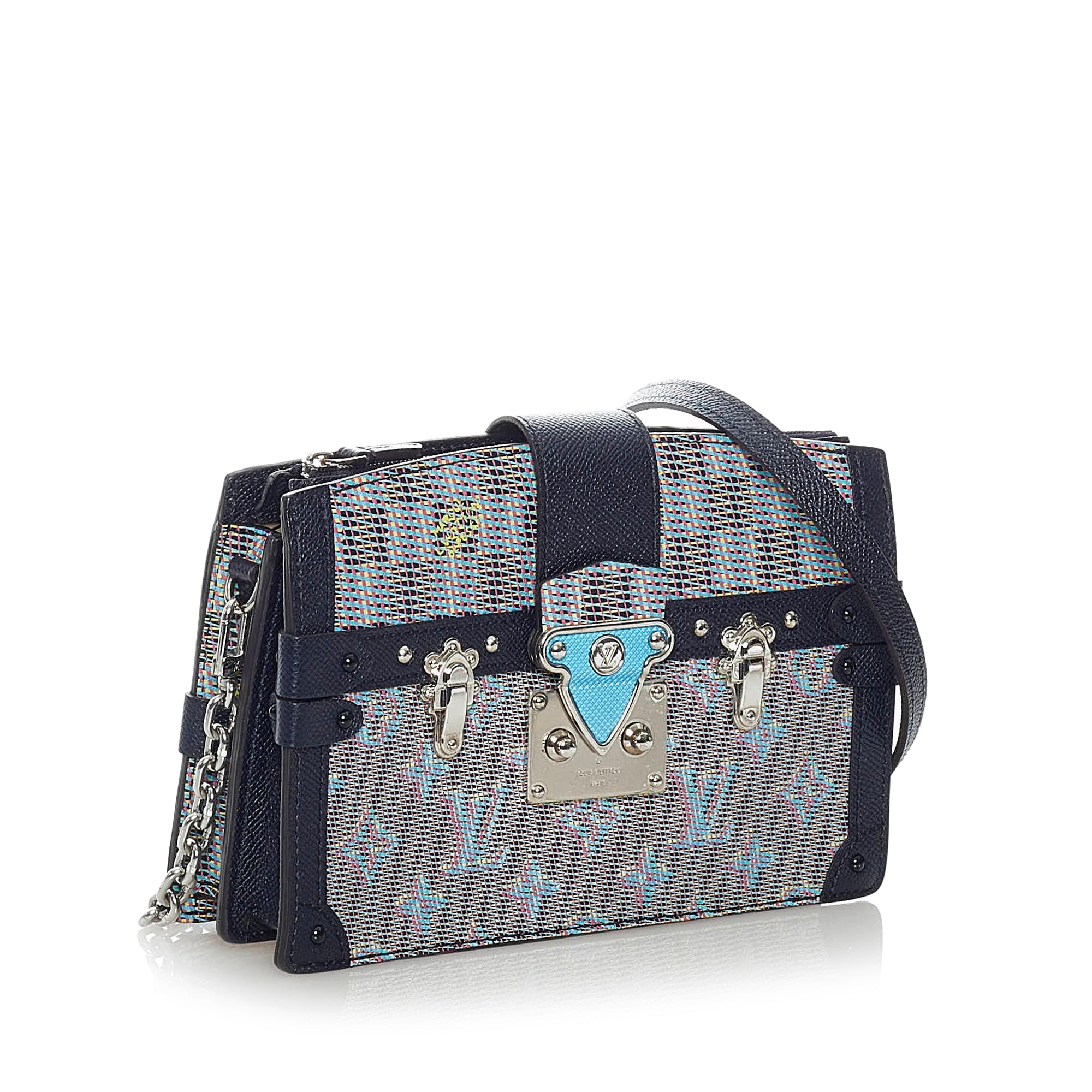 Louis Vuitton Pre-Owned Monogram Damier Pop Trunk Clutch | Women | Gray x Blue