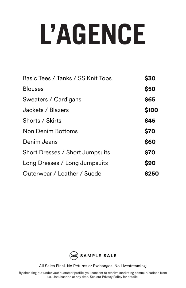 Price table
