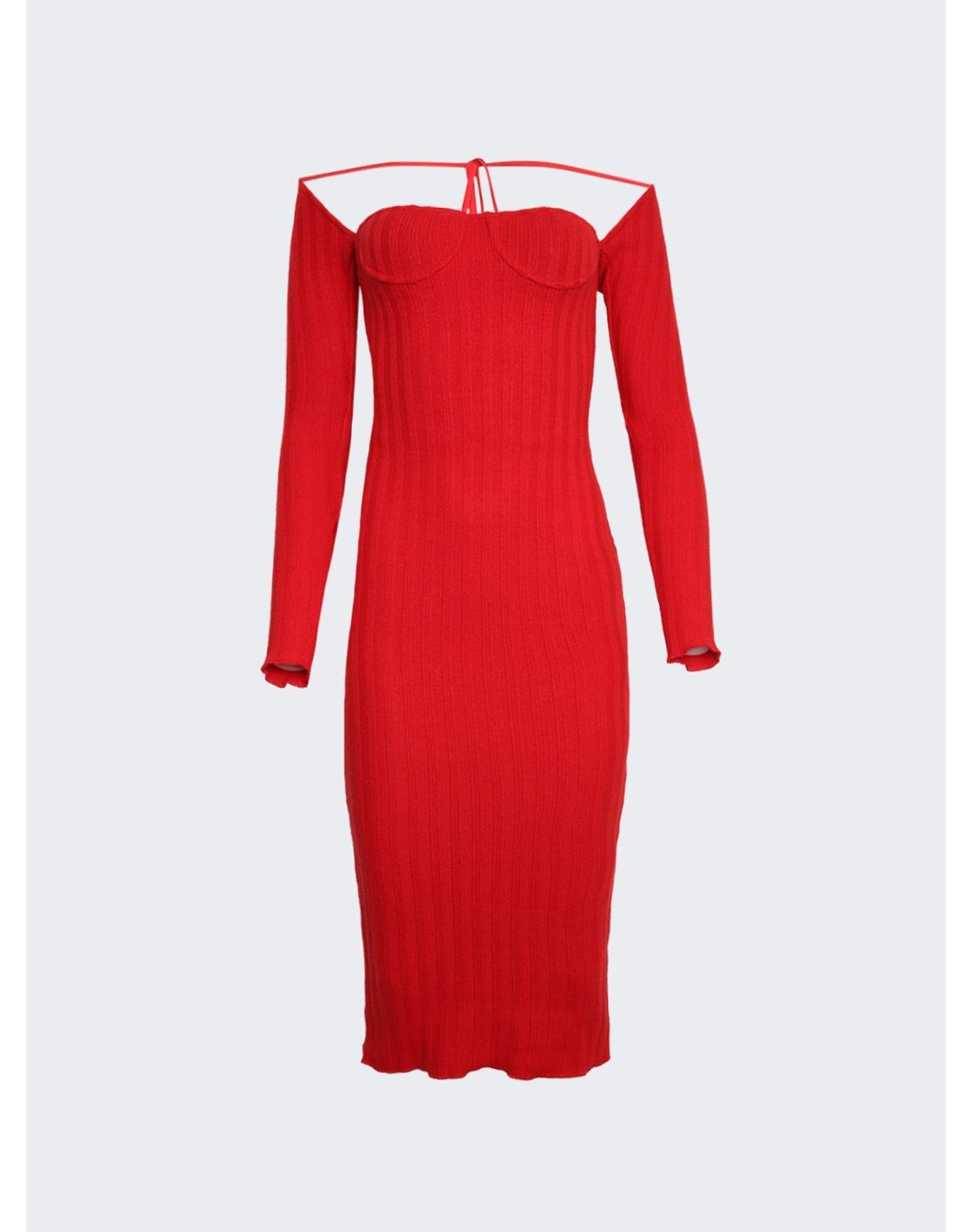 LaQuan Smith | Women | Off The Shoulder Midi Dress | Cherry Red