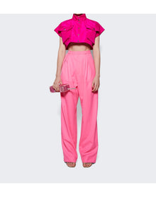 LaQuan Smith | Women | Utility Cropped Vest | Fuchsia
