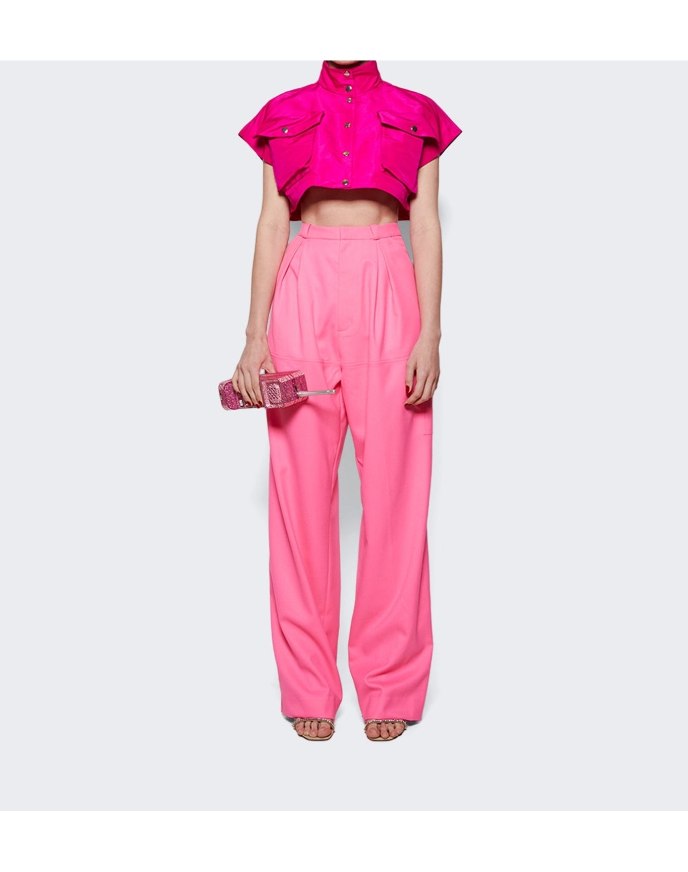 LaQuan Smith | Women | Utility Cropped Vest | Fuchsia