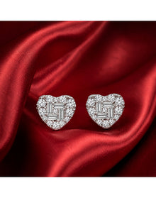 Lab Grown Diamond Heart Stud Earrings Silver | Silver
