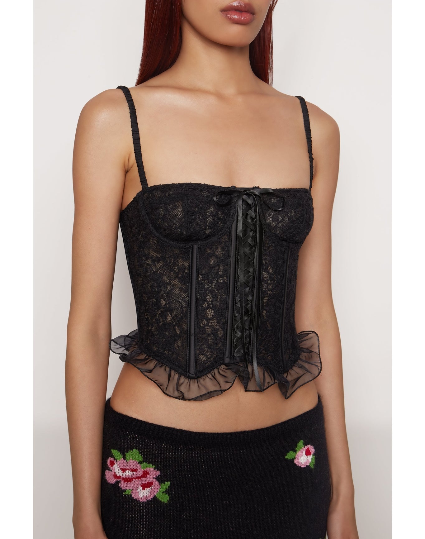 Lace Flutter Corset | Black