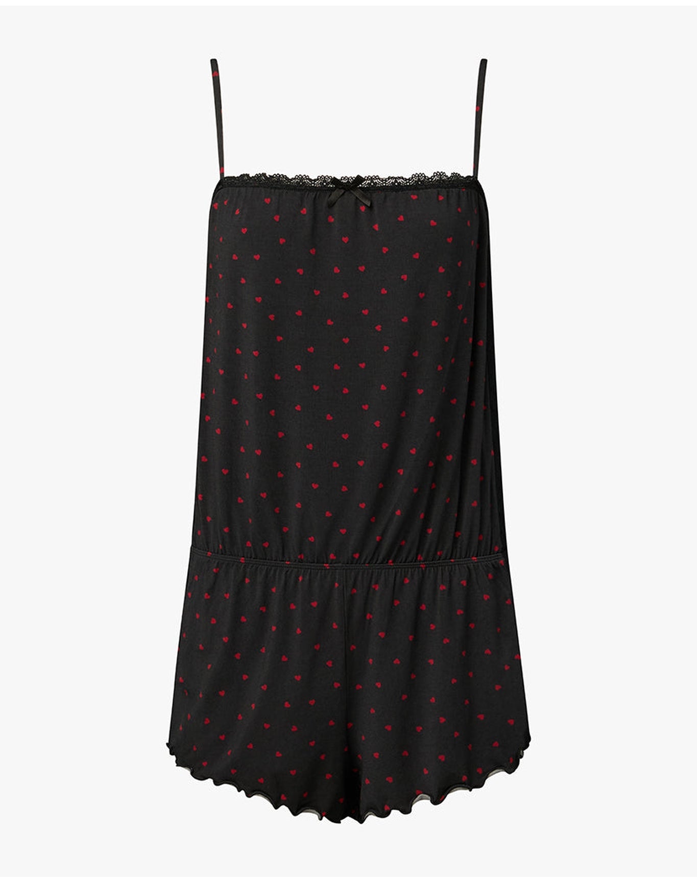 Lace Panel Romper | Black x Scarlet