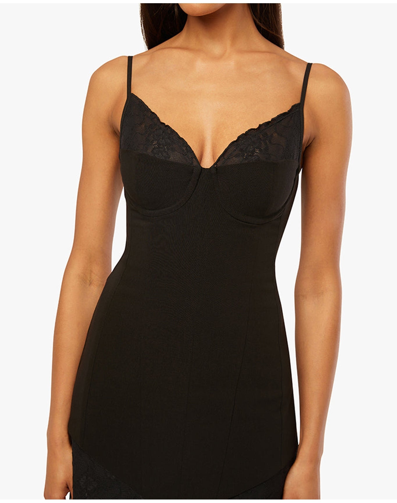 Lace Peplum Corset Mini Dress | Black