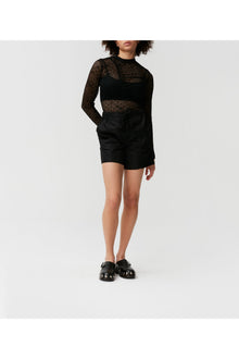 Lace Ruched Seam Top | Black