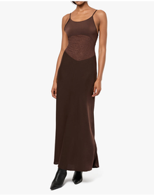Lace Slip Maxi Dress | Brown