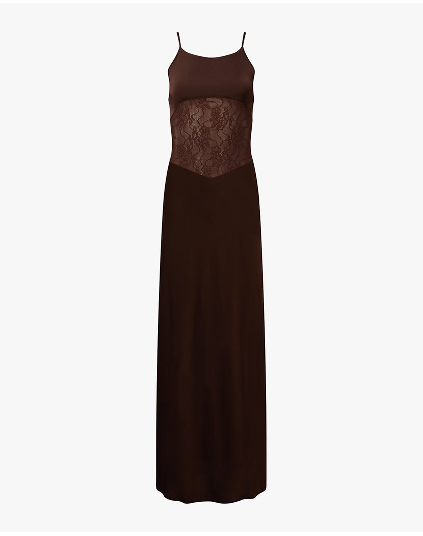 Lace Slip Maxi Dress | Brown
