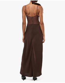 Lace Slip Maxi Dress | Brown