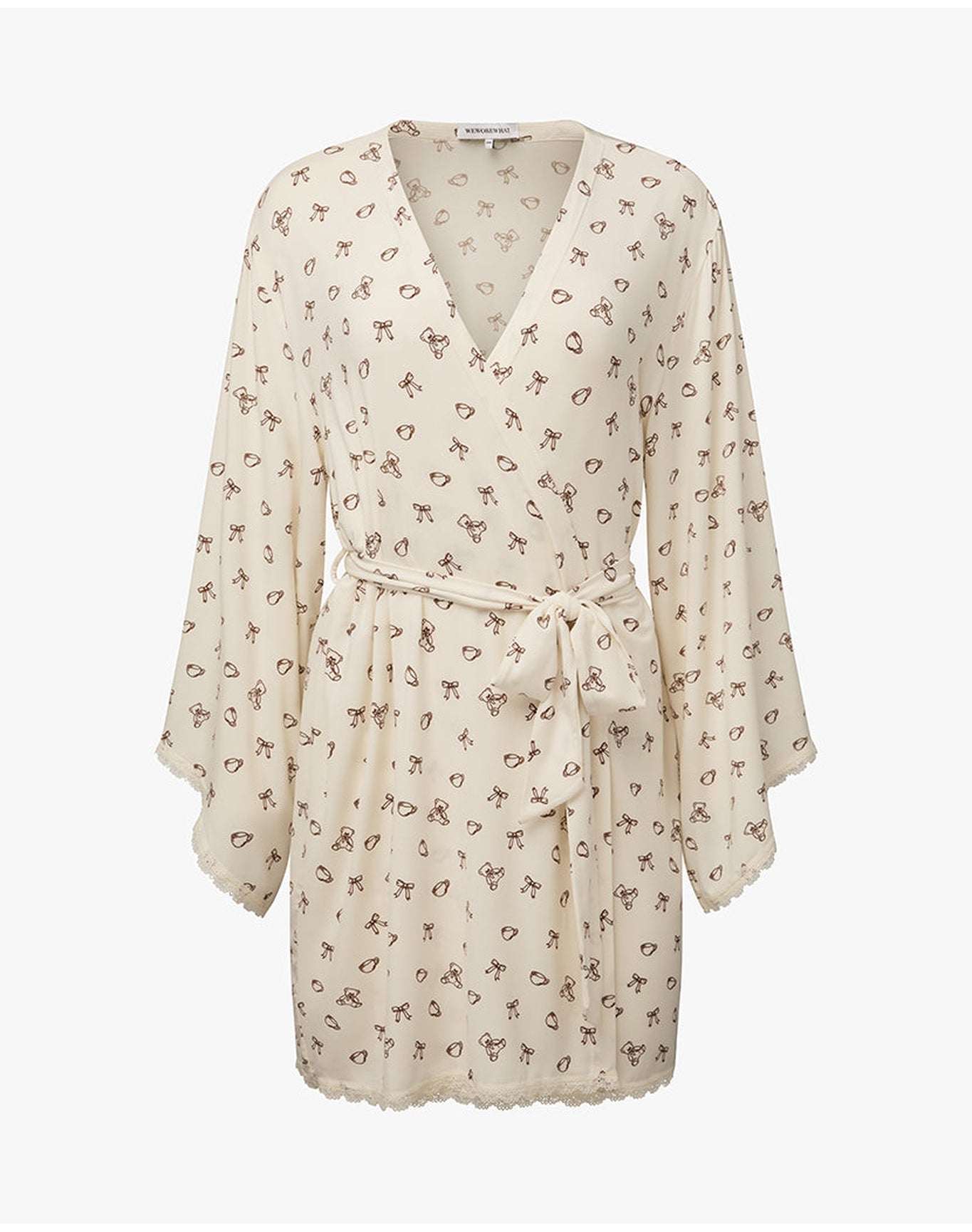 Lace Trim Robe | Ivory x Chestnut