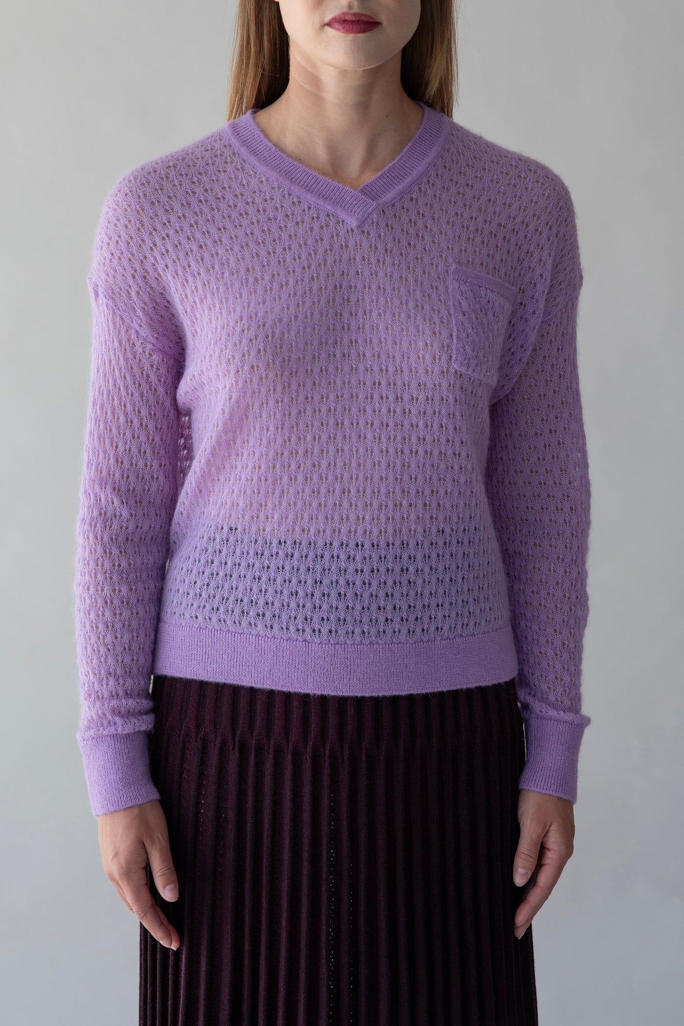 Lacey Pointelle Pullover | Iris