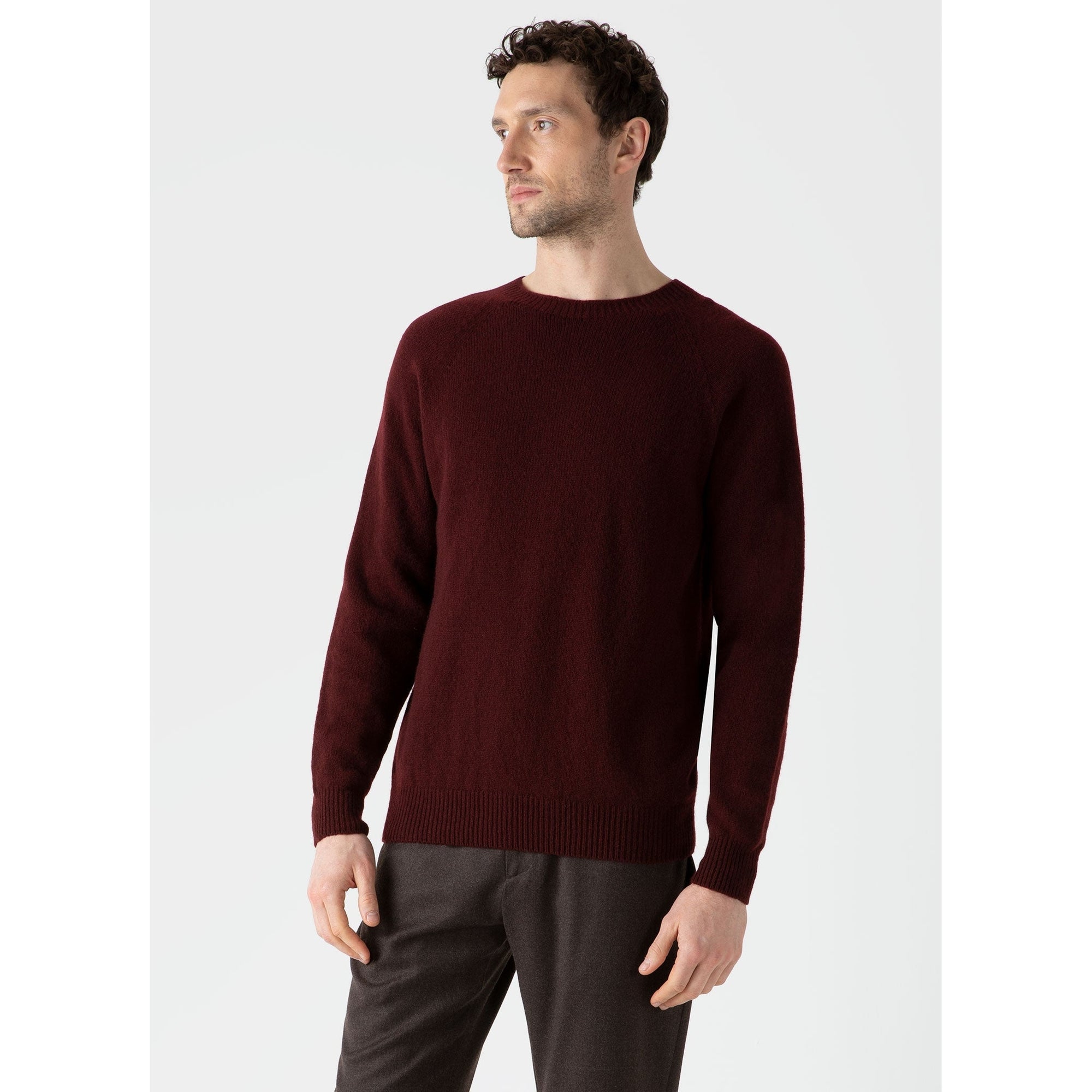 Lambswool Crew Neck Jumper | Men | Maroon