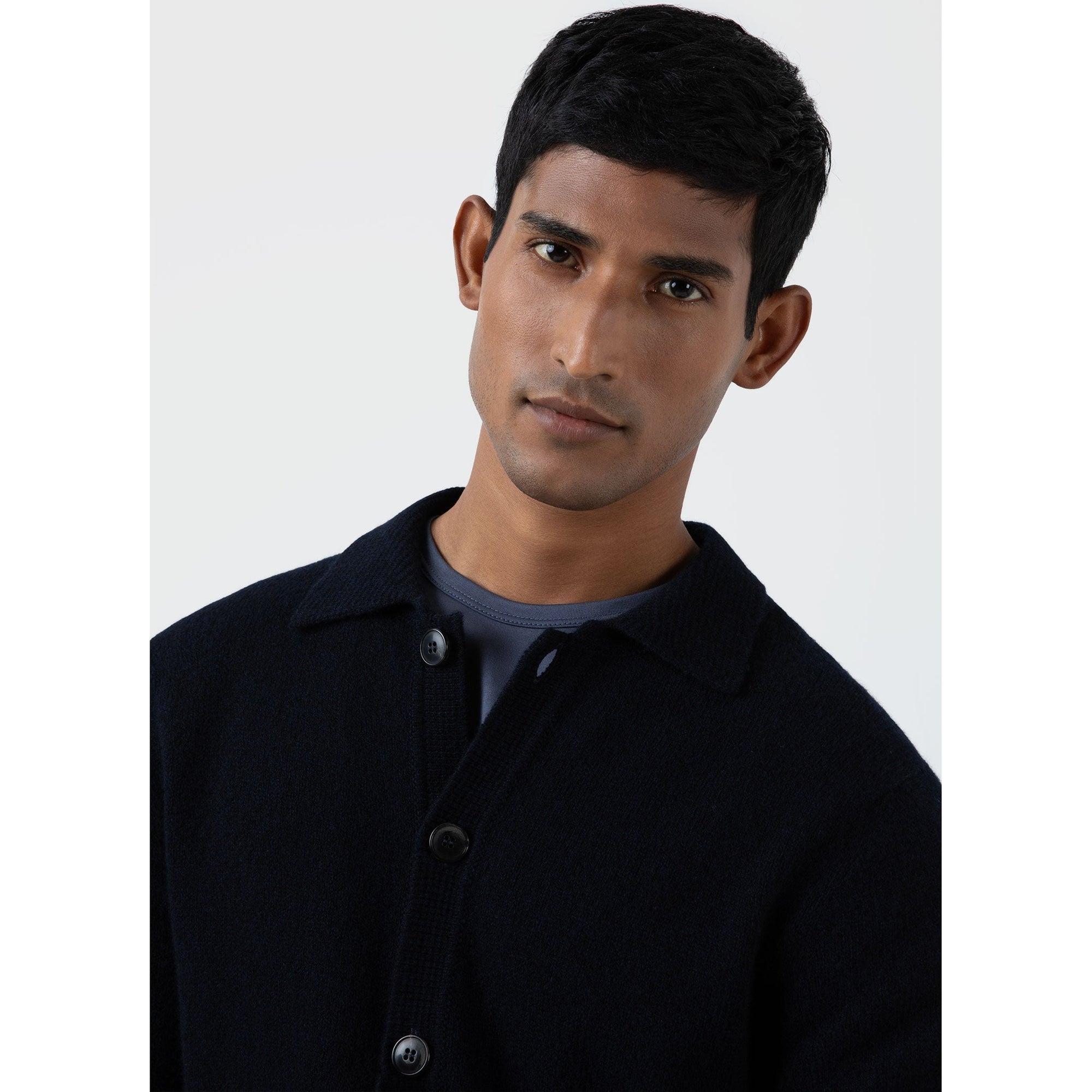 Lambswool Jacket | Men | Dark Navy Mouline