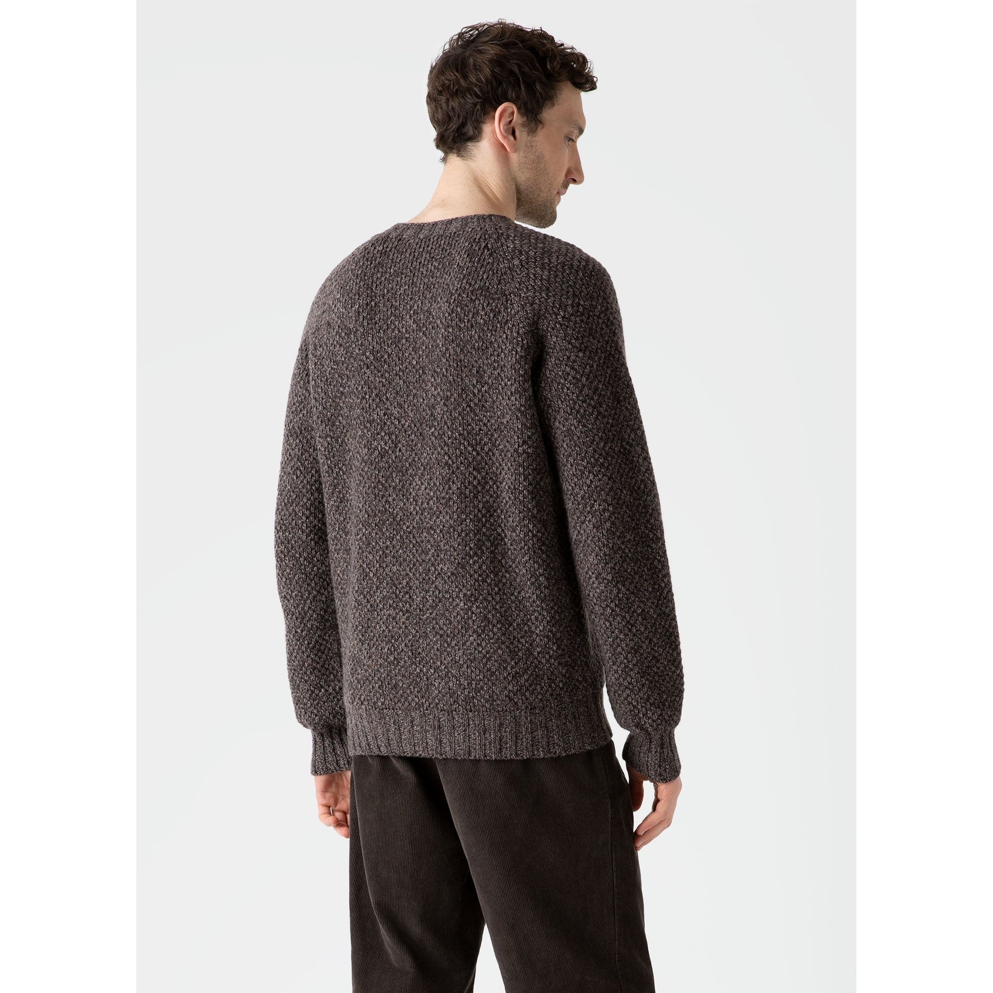 Lambswool Textured Jumper | Men | Coffee Twist