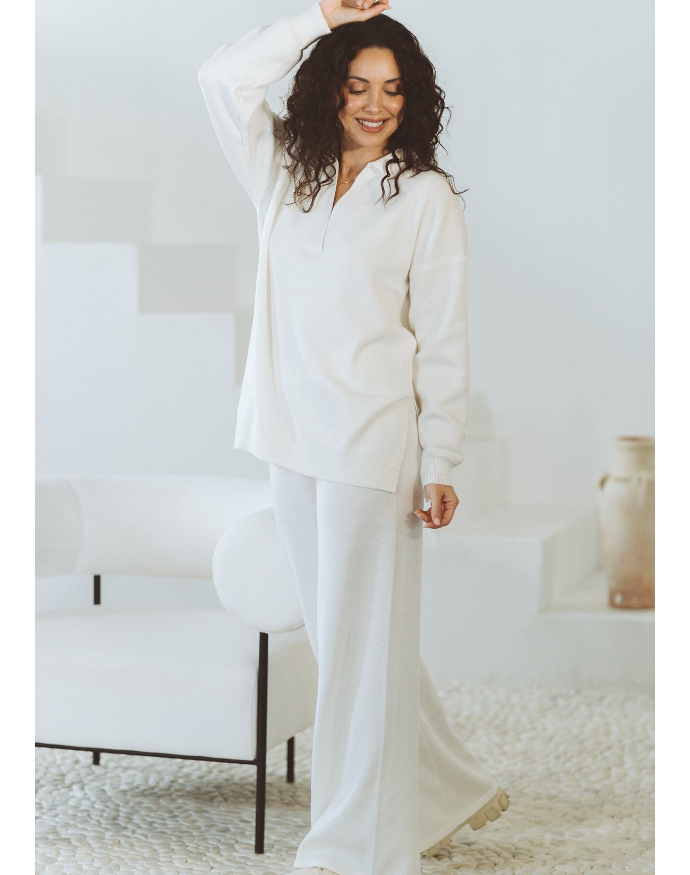 Lana Milk Wide Leg Pants | White