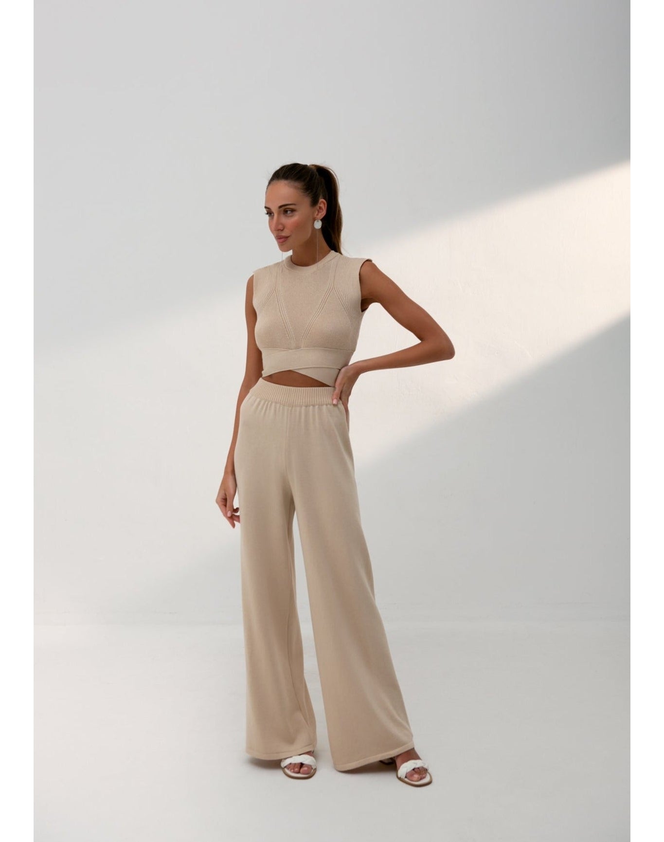 Lana Wide Leg Pants | Cream
