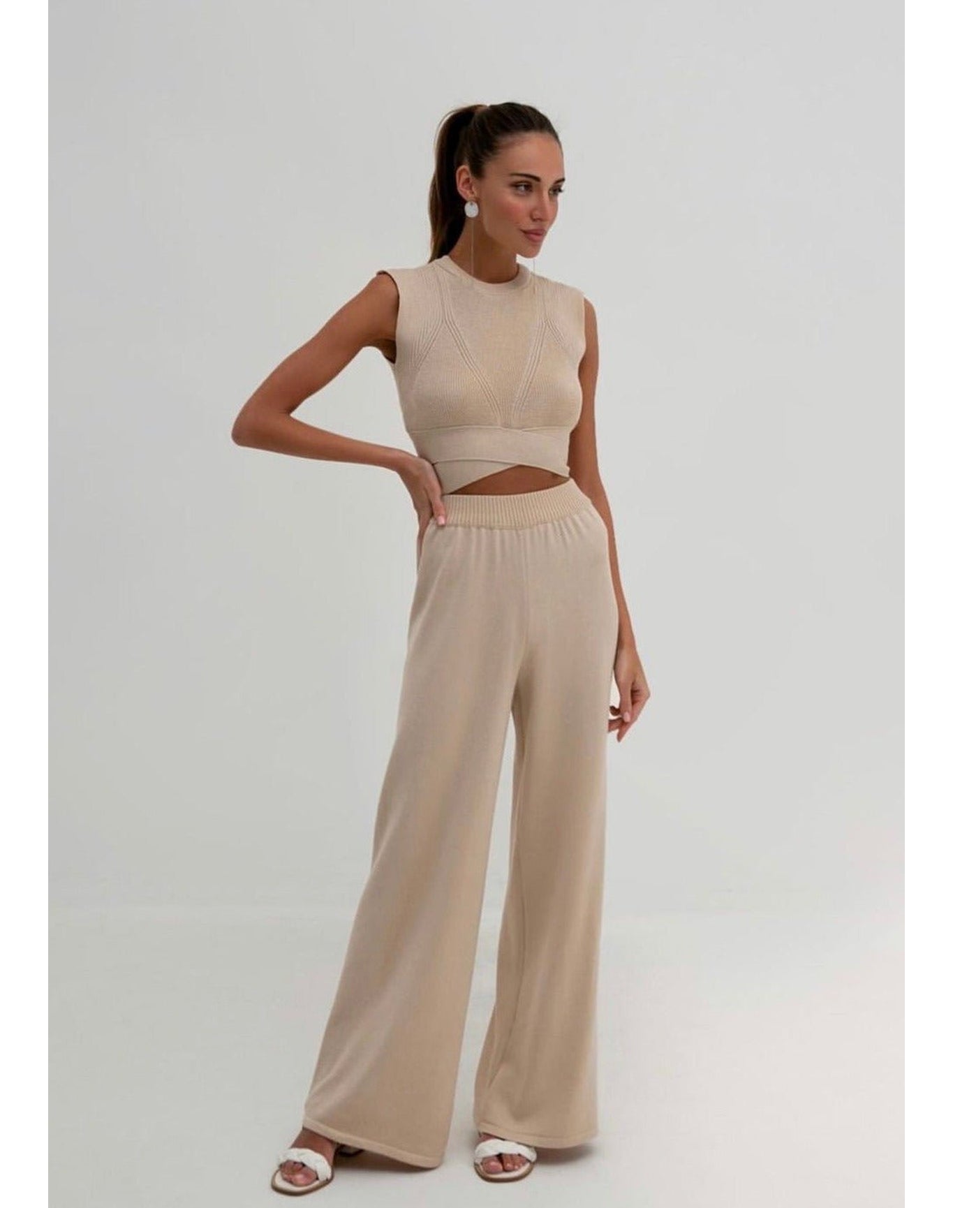 Lana Wide Leg Pants | Cream