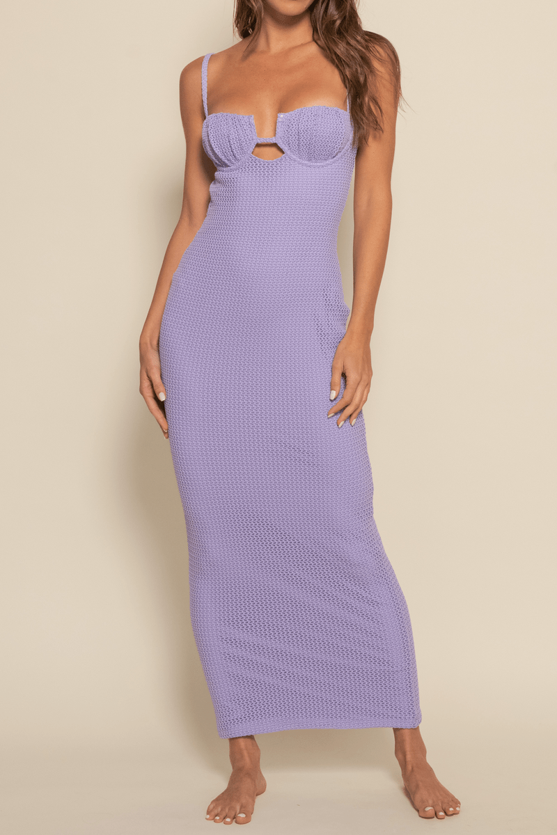 Petal Long Slip Dress | Lavender Crochet