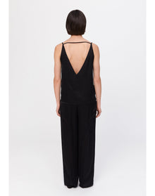 Leda | Satin Lace Trim Cami | Black