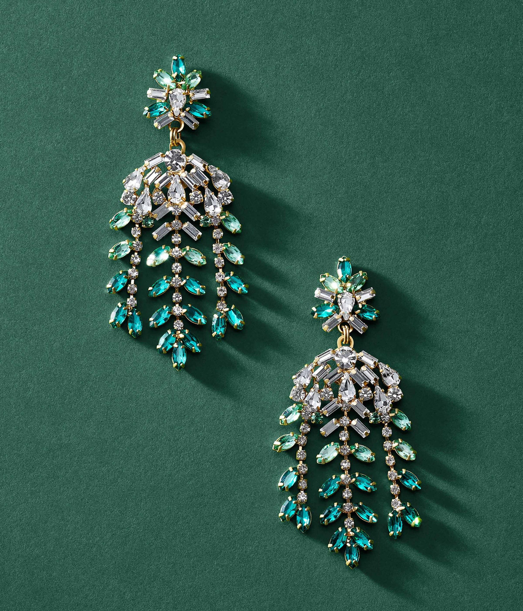Elena Statement Earrings in Emerald - Loren Hope