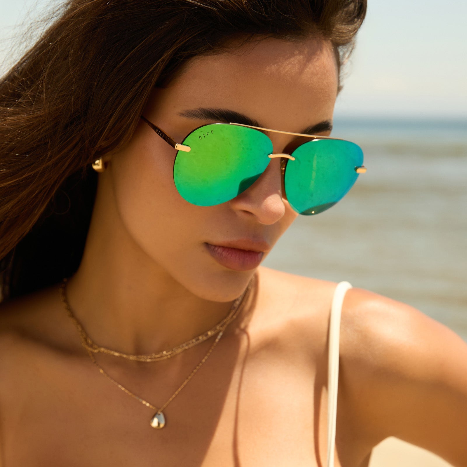 Unisex | Lenox Sunglasses | Gold | Green Lenses