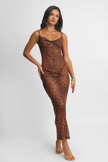Women | Aamal Maxi Dress | Leopard Mesh