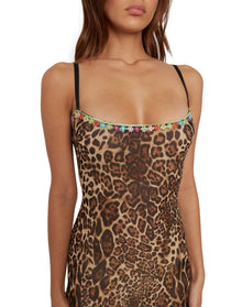 Leopard Mesh Mini Dress | Leopard