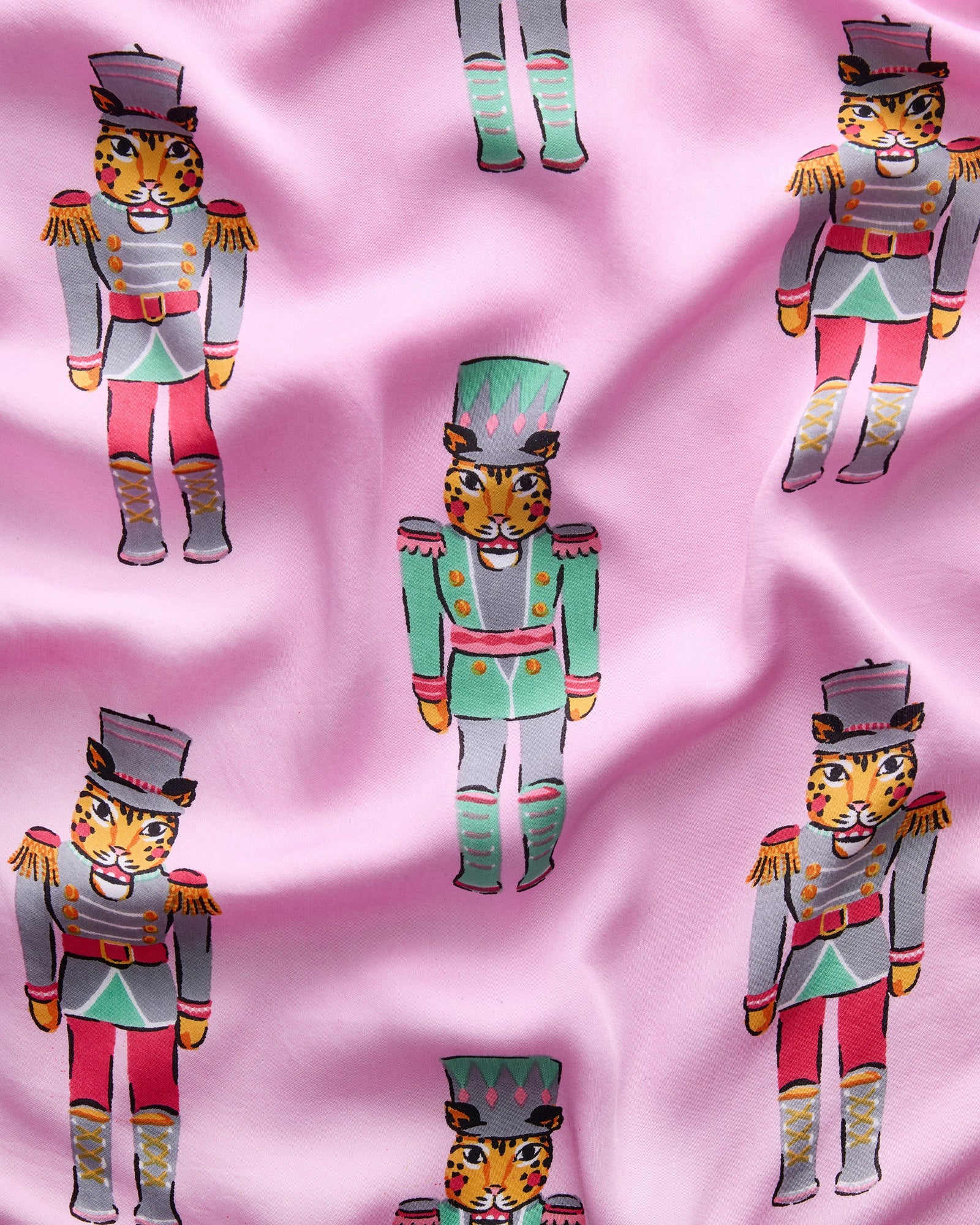 Leopard Nutcrackers - Eco Satin Chic to Sleep Nightie - Pink Candy Cane - Printfresh