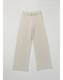 Lia | Ribbed-Knit Culotte Pants | Cream