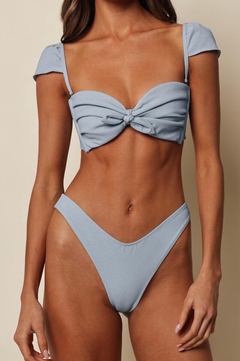 Added Coverage Lulu (Zig-Zag Stitch) Bikini Bottom | Light Denim