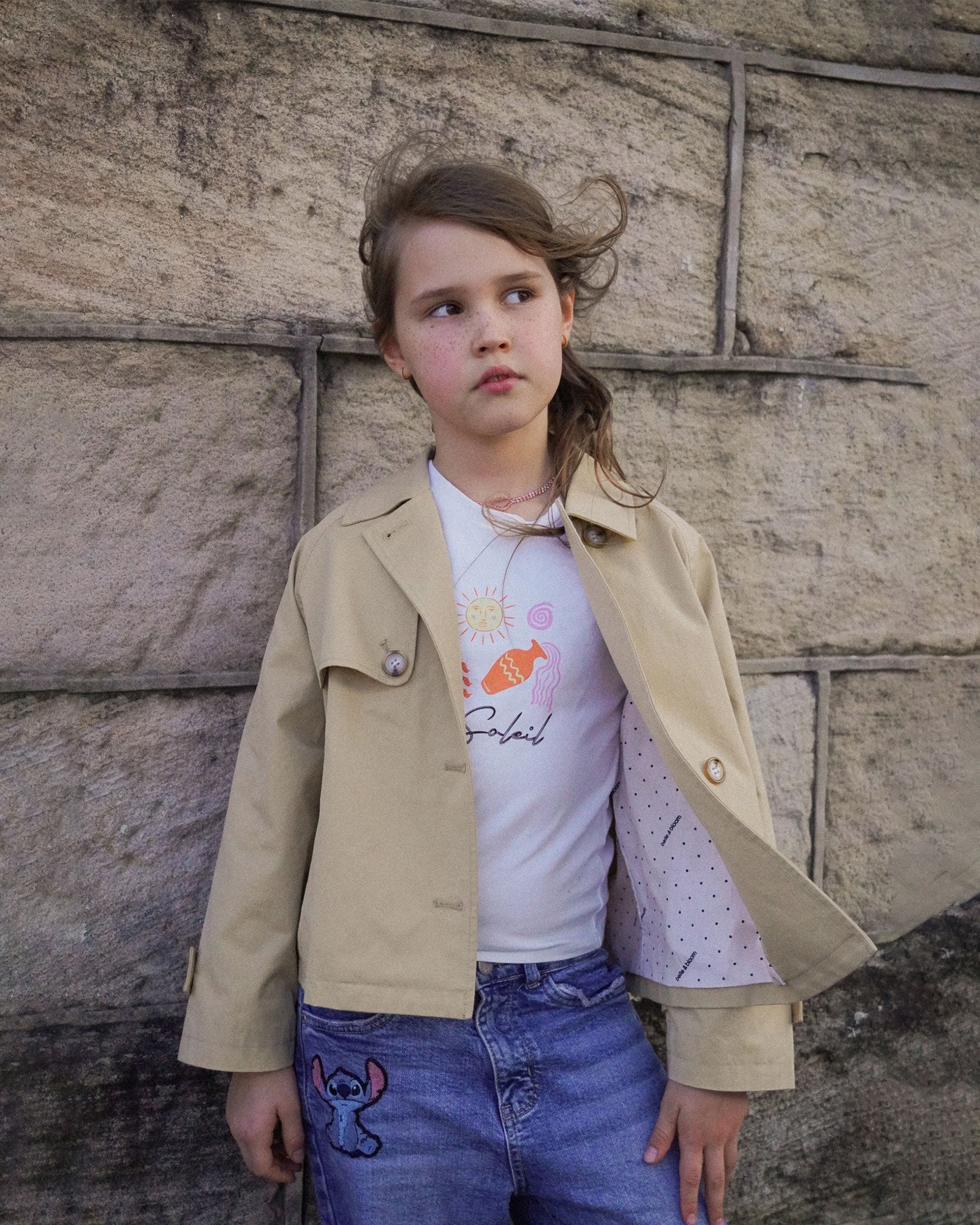 Kids | Matilda Cropped Trench Jacket | Khaki