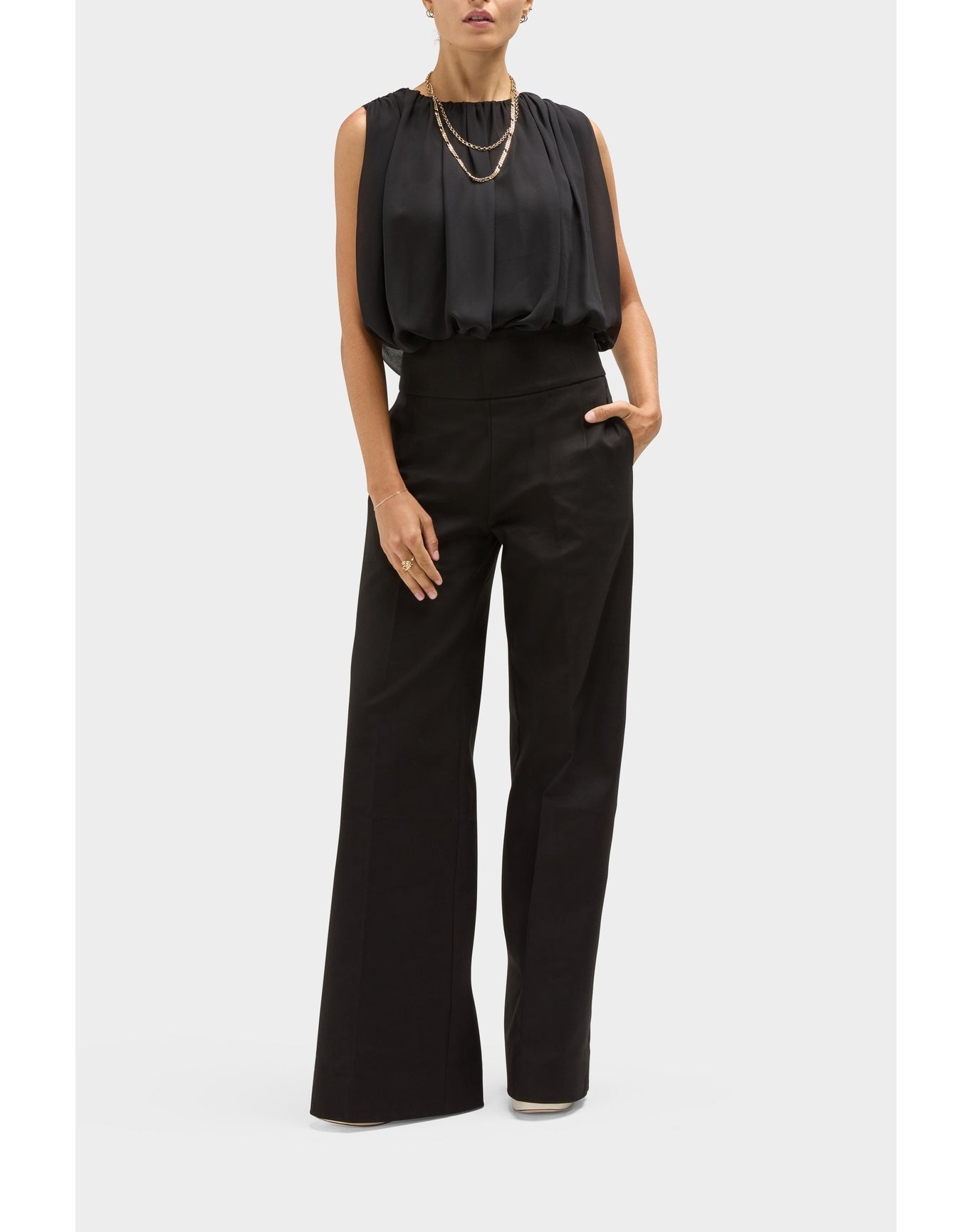 Lillian Silk Grecian Style Top | Black