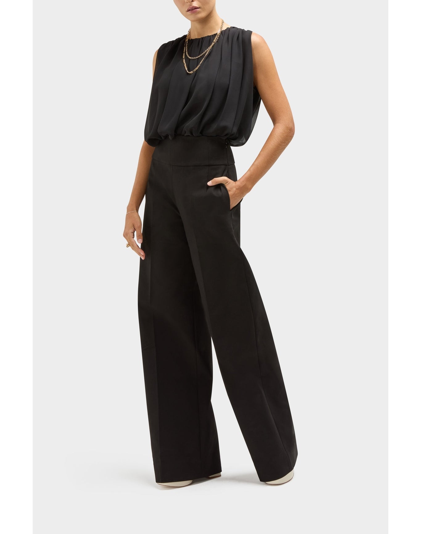 Lillian Silk Grecian Style Top | Black