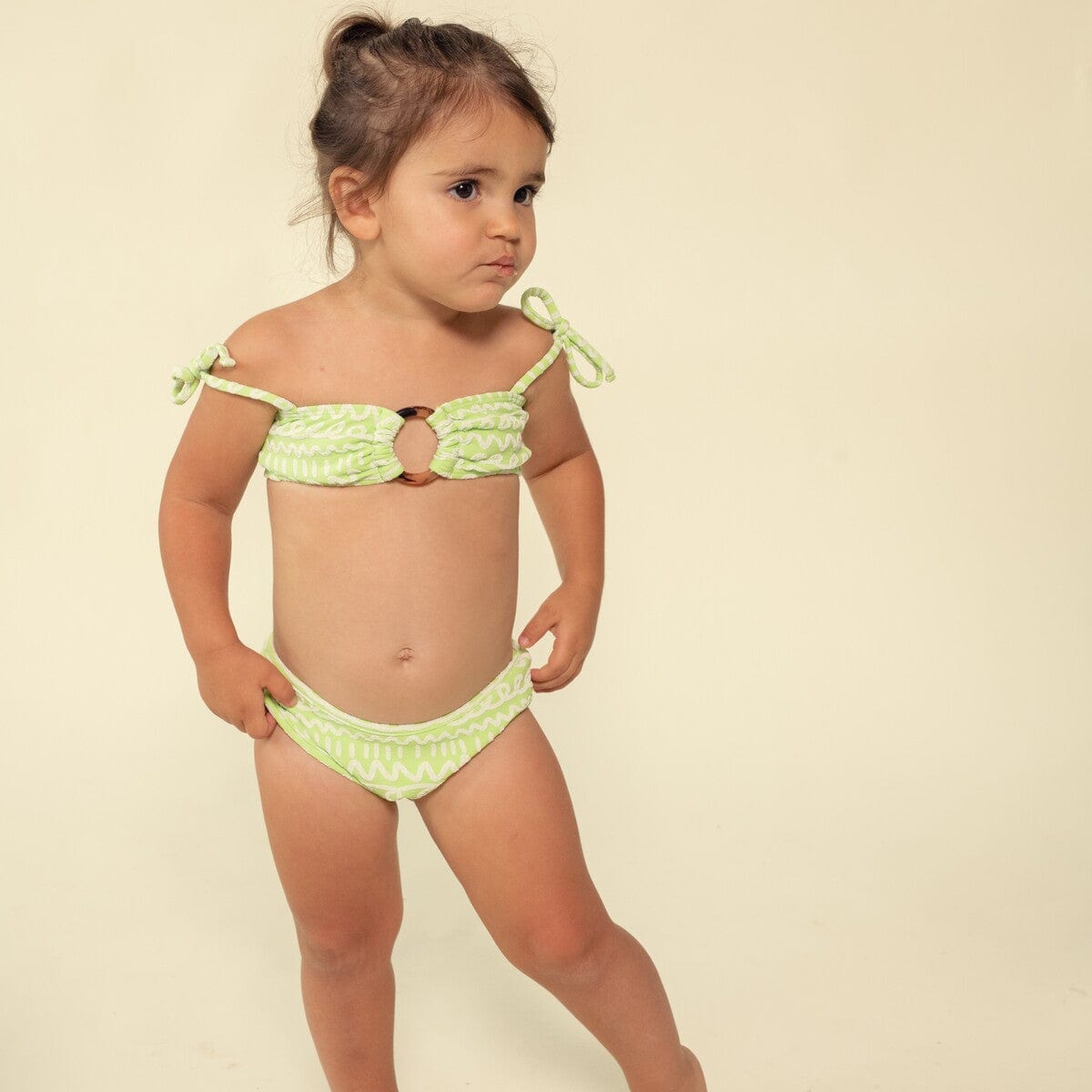 Mini Tori Bandeau x Lulu Bikini Set | Lime Icing