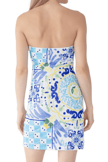 Limoncello Hand - Beaded Embellished Mini Dress - White/Blue - Self - Adore