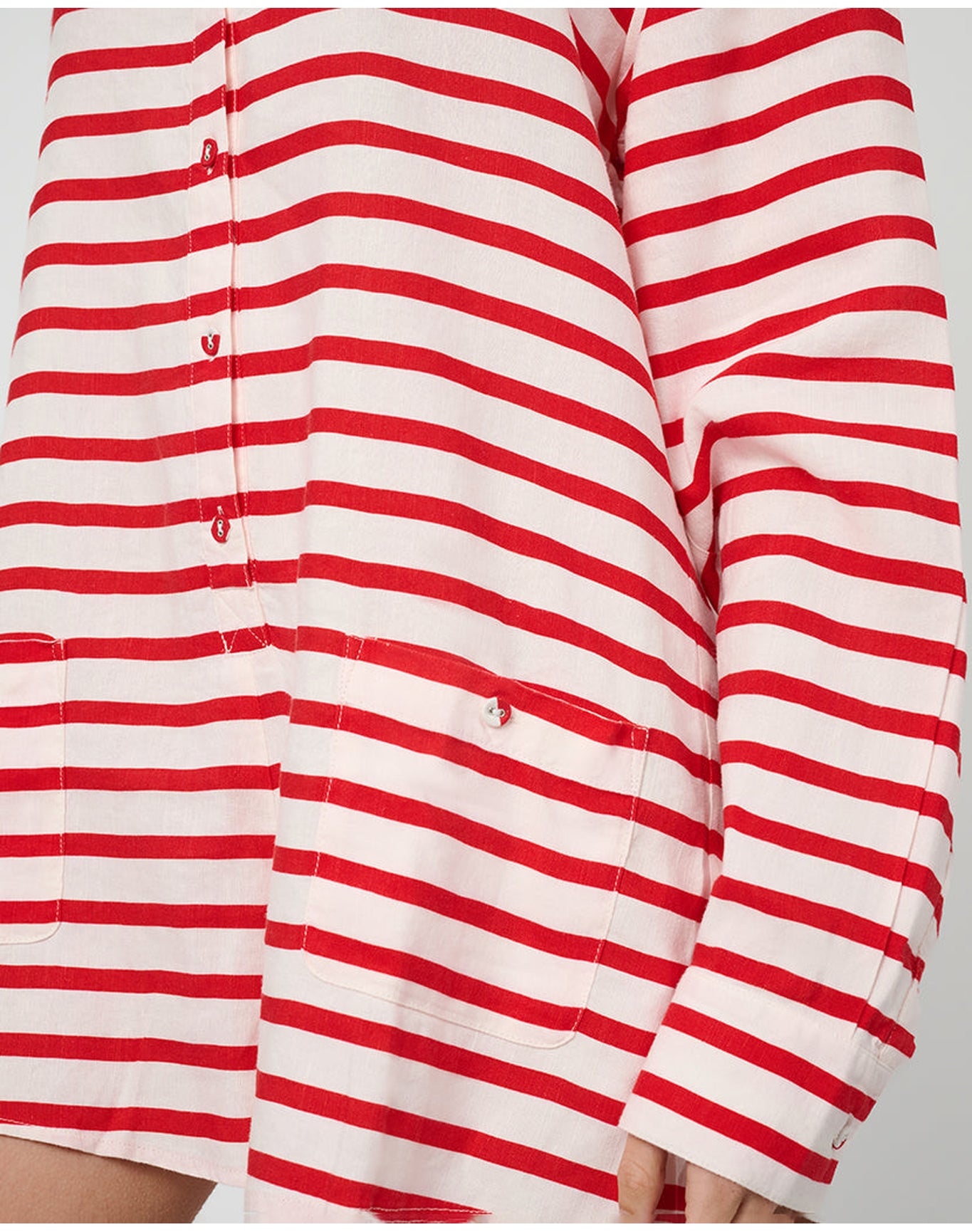 Linen Beach Romper | Off White x True Red