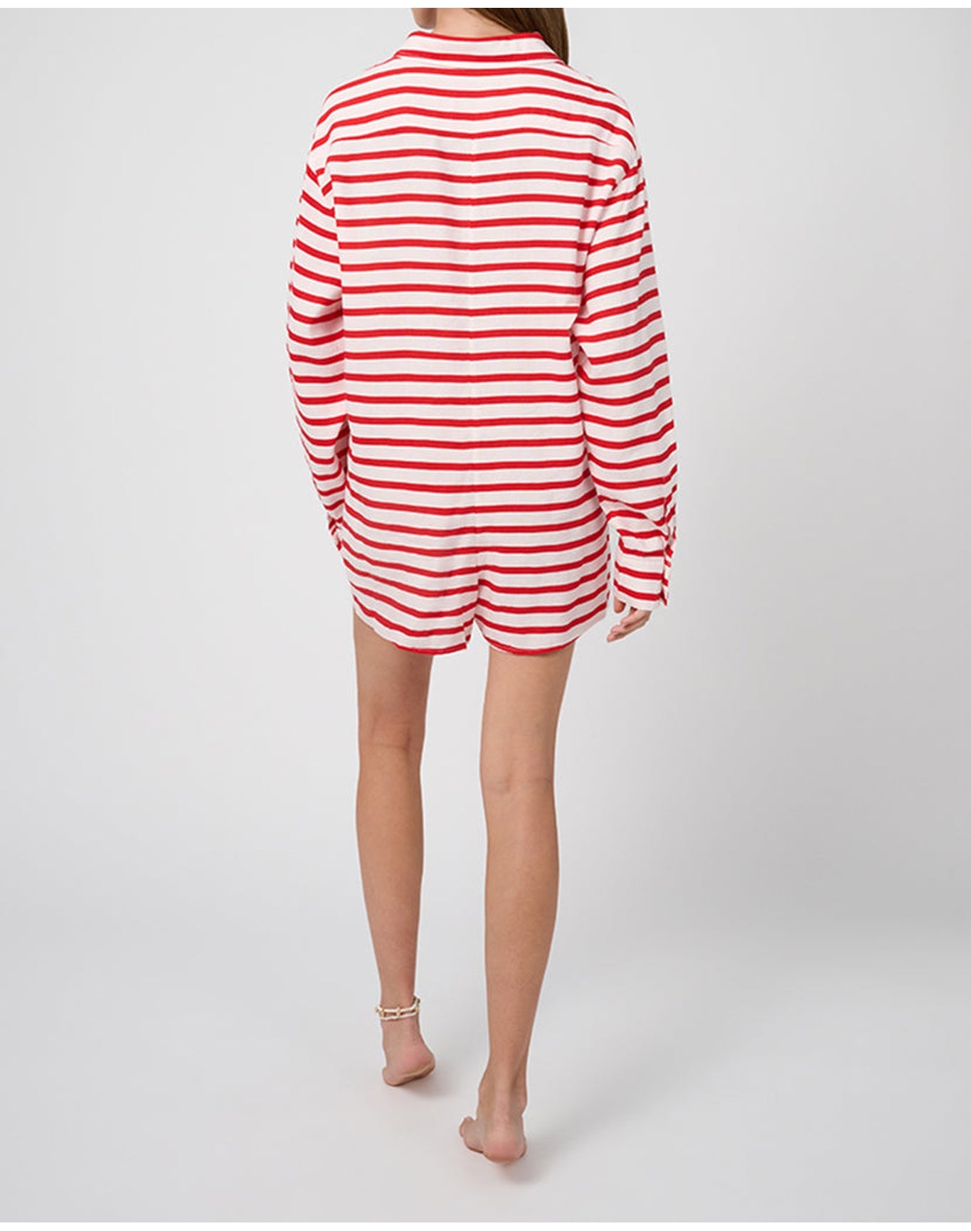 Linen Beach Romper | Off White x True Red