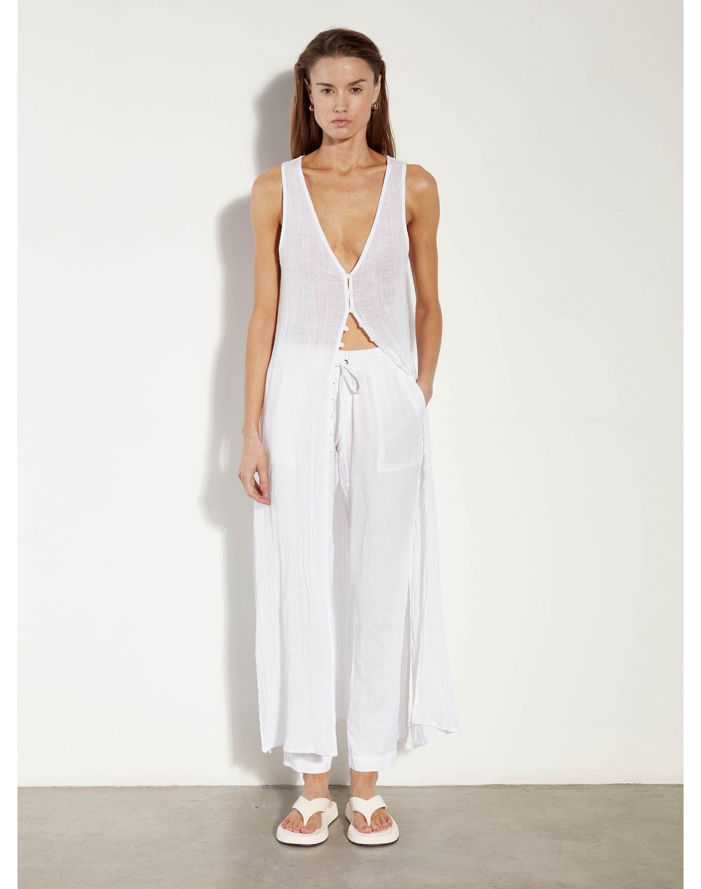 Linen Easy Pant | White