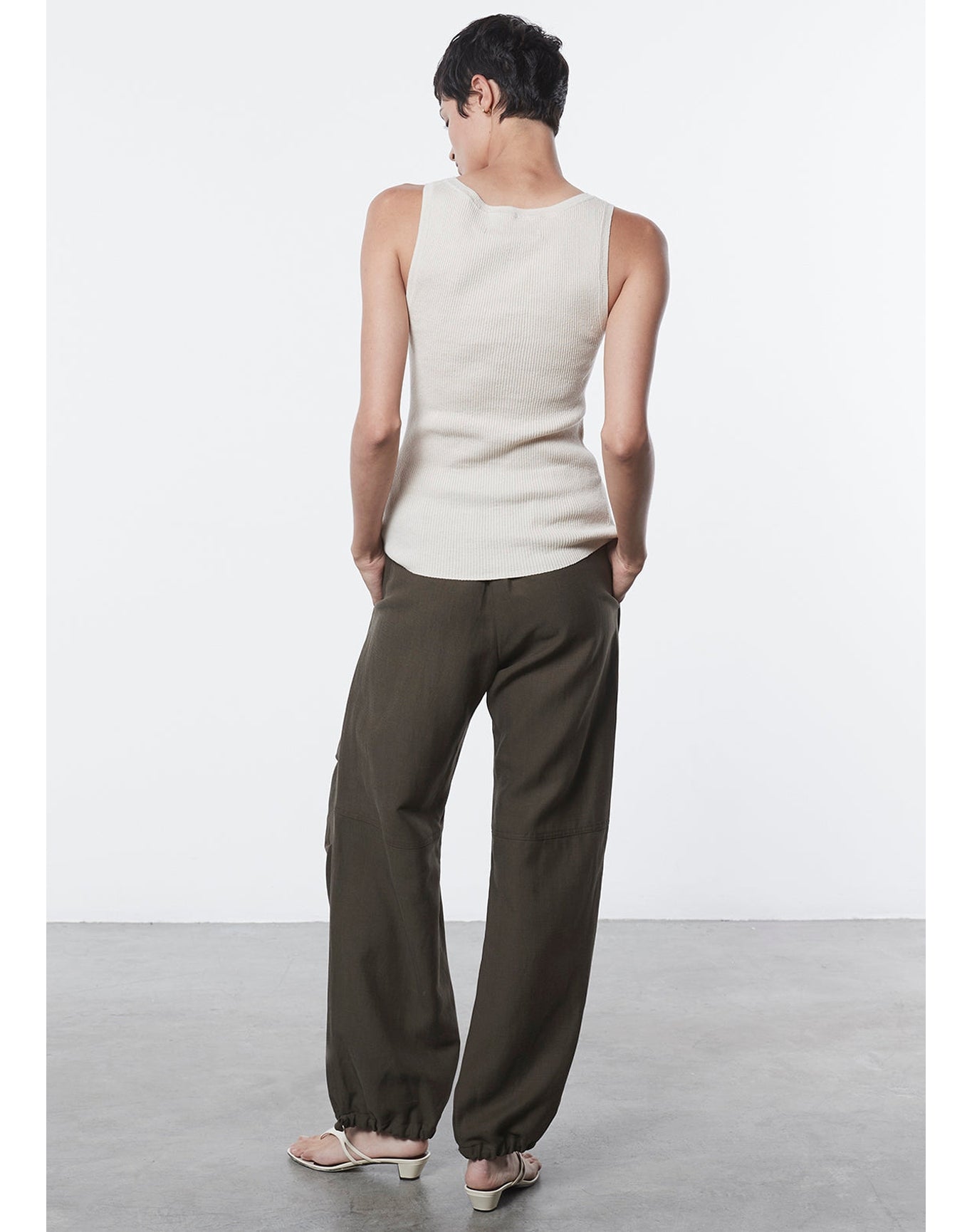 Linen Knit Scoop Tank | Bone