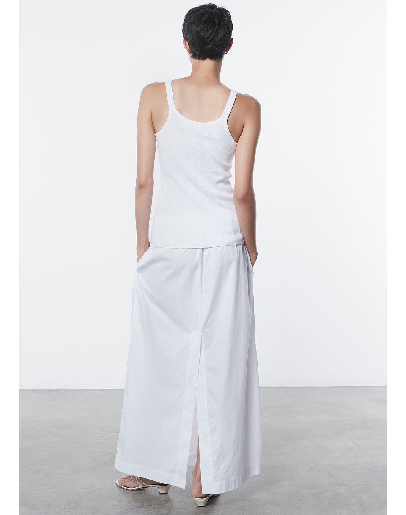 Linen Knit Strappy Tank | White
