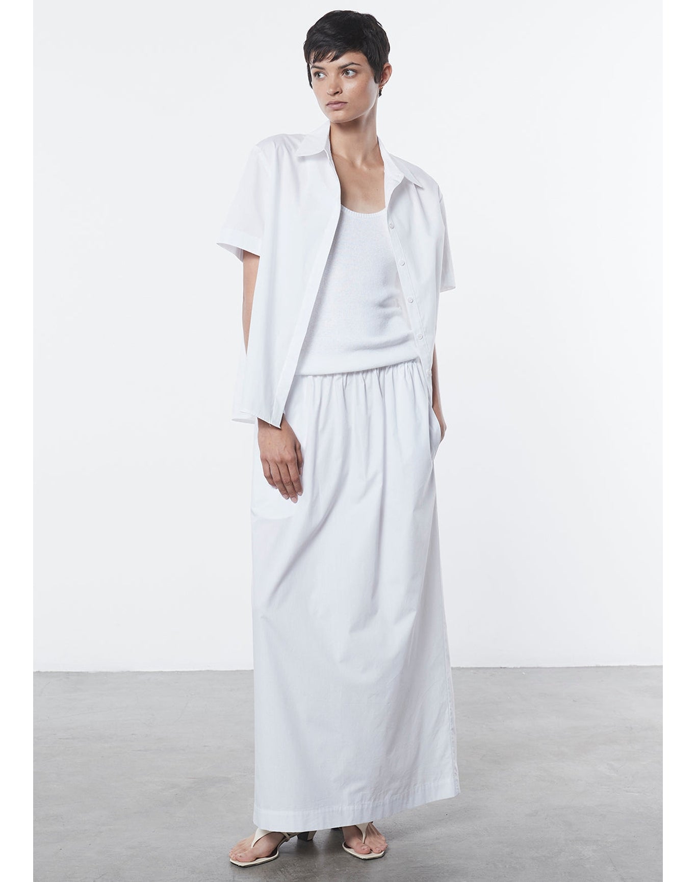 Linen Knit Strappy Tank | White