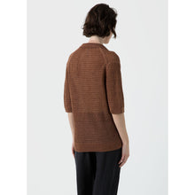 Linen Mesh Polo Shirt | Women | Brown