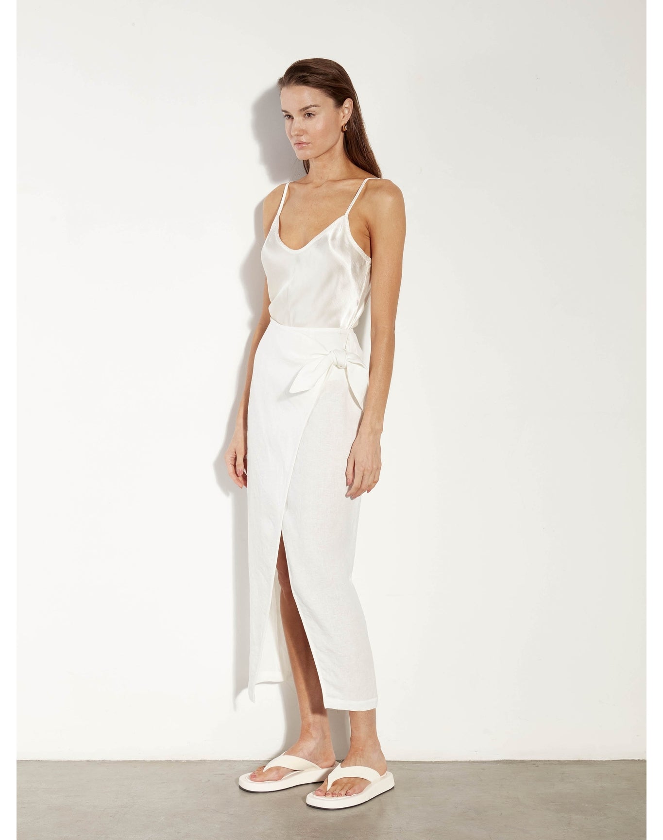 Linen Wrap Skirt | White