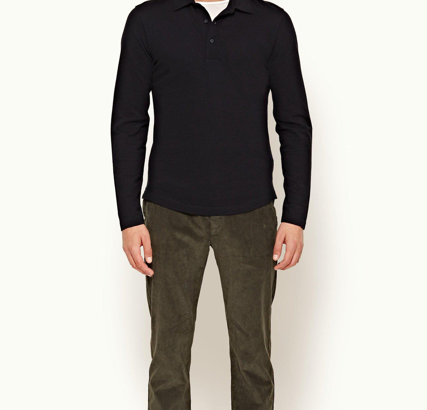 Linwood Tailored Fit Long Sleeve Polo Shirt | Navy