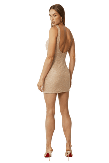 Majesty Hand - Beaded Embellished Mini Dress - Self - Adore