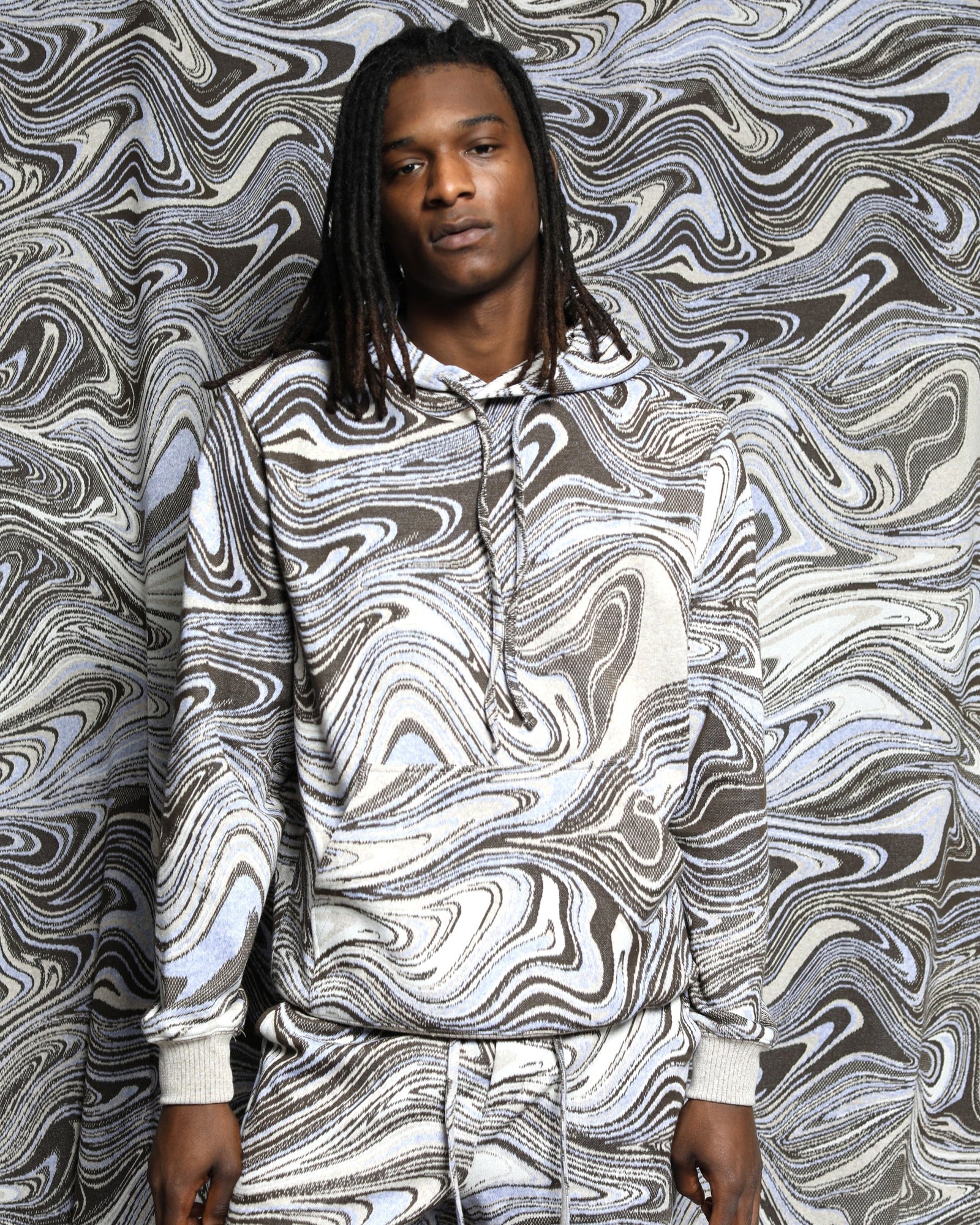 Liquid Swirl Hyper Reality Knit Hoodie-Mens-Twenty