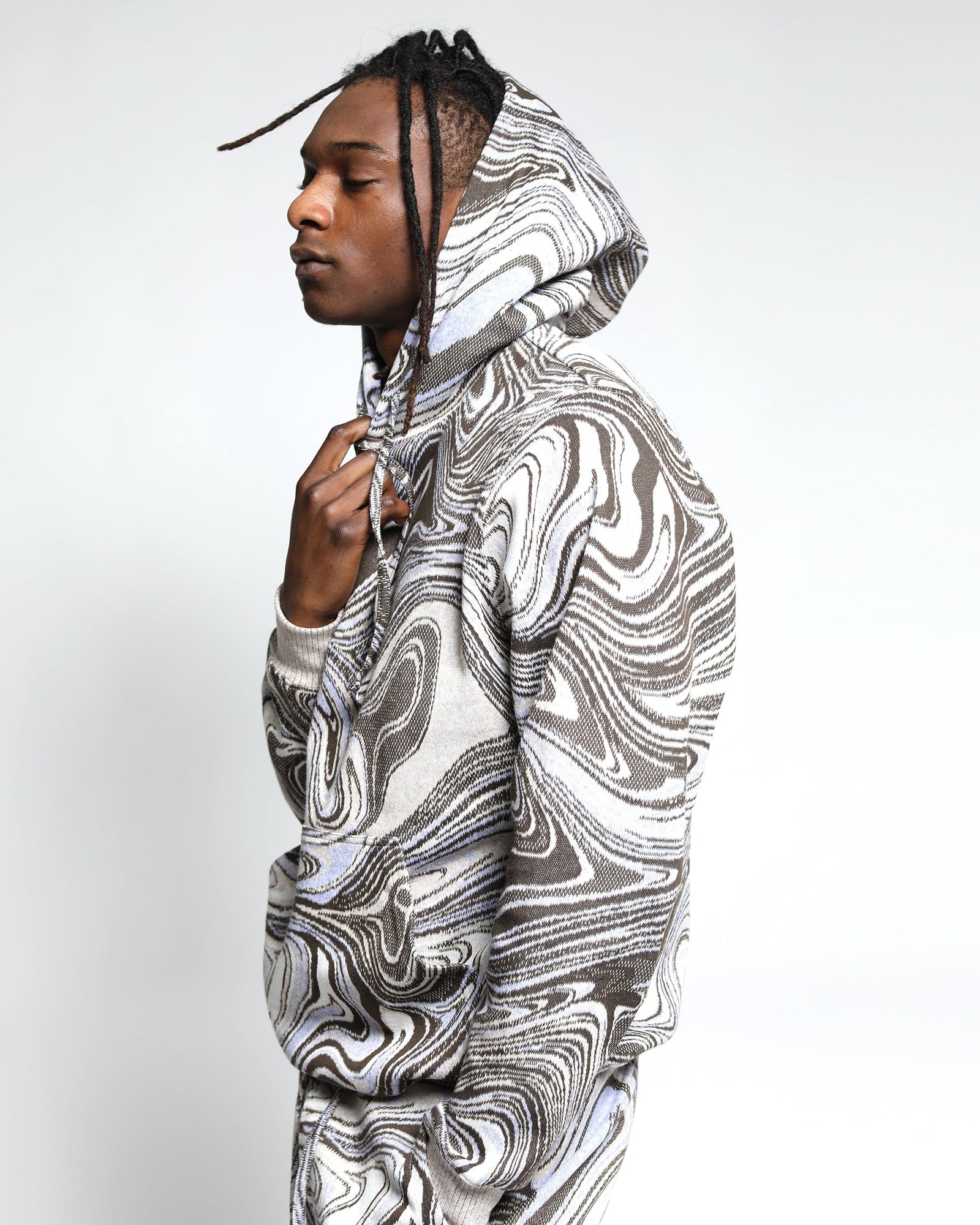 Liquid Swirl Hyper Reality Knit Hoodie-Mens-Twenty